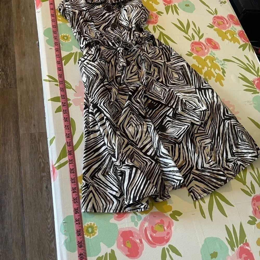 Mile Gabrielle Womens Size PM Brown & White Patterned Button Up Sleeveless Dress